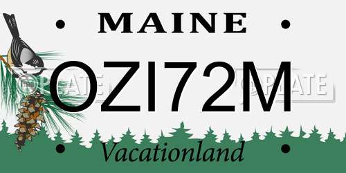 OZI72M Maine License Plate
