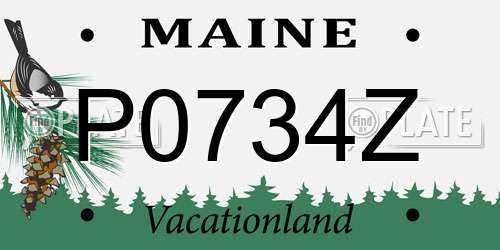 P0734Z Maine License Plate