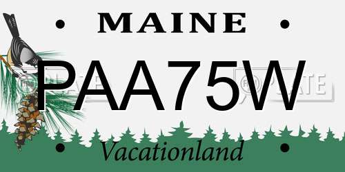 PAA75W Maine License Plate