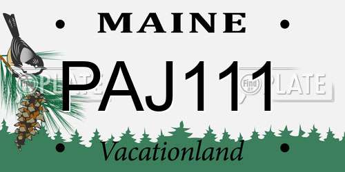 PAJ111 Maine License Plate