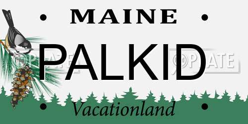 PALKID Maine License Plate