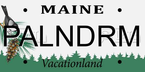 PALNDRM Maine License Plate