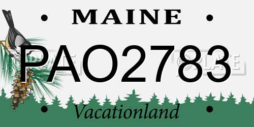 PAO2783 Maine License Plate