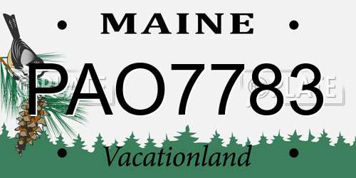 PAO7783 Maine License Plate