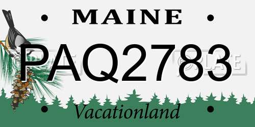 PAQ2783 Maine License Plate