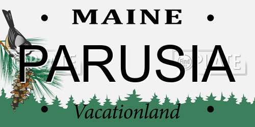 PARUSIA Maine License Plate