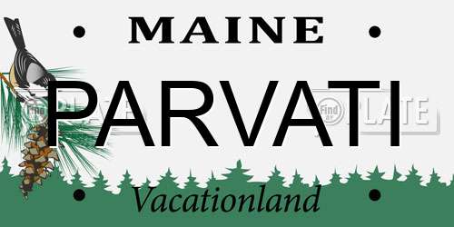 PARVATI Maine License Plate