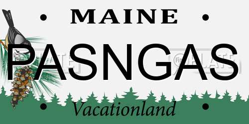 PASNGAS Maine License Plate