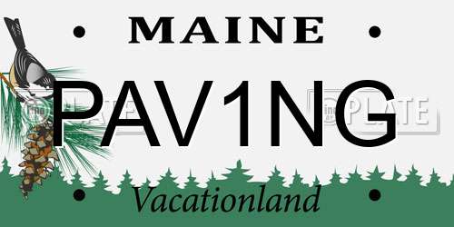 PAV1NG Maine License Plate