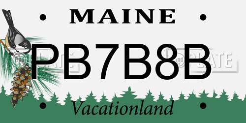 PB7B8B Maine License Plate