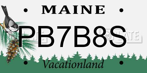 PB7B8S Maine License Plate