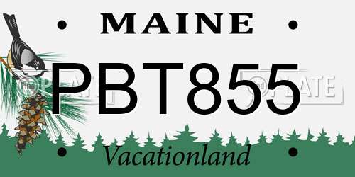 PBT855 Maine License Plate