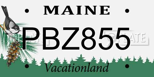 PBZ855 Maine License Plate