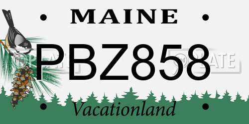 PBZ858 Maine License Plate