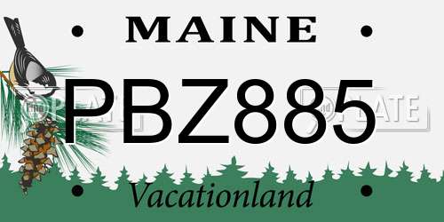 PBZ885 Maine License Plate