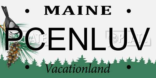 PCENLUV Maine License Plate