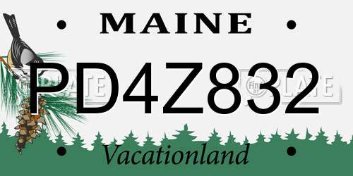 PD4Z832 Maine License Plate