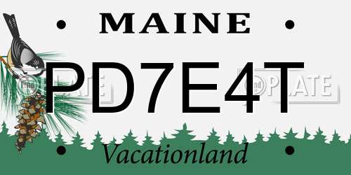 PD7E4T Maine License Plate