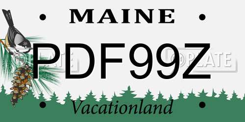 PDF99Z Maine License Plate