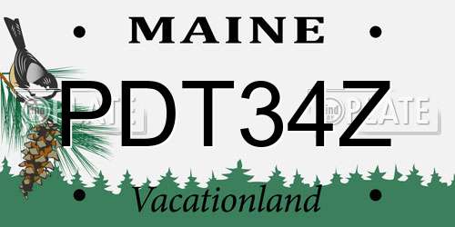 PDT34Z Maine License Plate