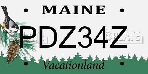 PDZ34Z Maine License Plate
