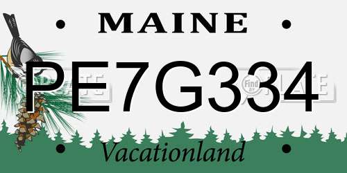 PE7G334 Maine License Plate