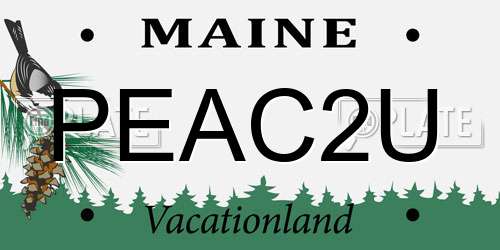 PEAC2U Maine License Plate