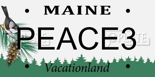 PEACE3 Maine License Plate