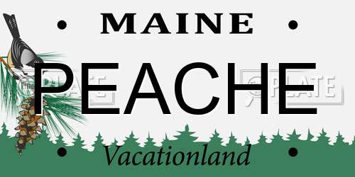 PEACHE Maine License Plate