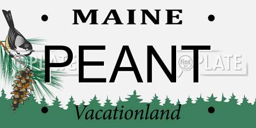 PEANT Maine License Plate