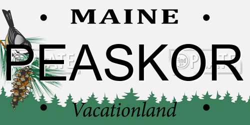 PEASKOR Maine License Plate