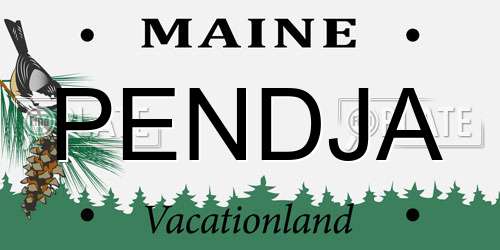 PENDJA Maine License Plate