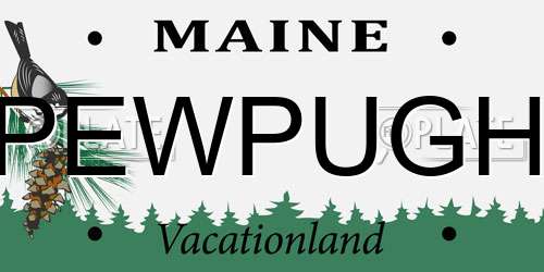 PEWPUGH Maine License Plate