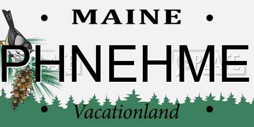 PHNEHME Maine License Plate