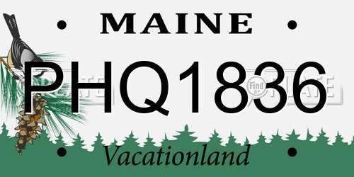 PHQ1836 Maine License Plate