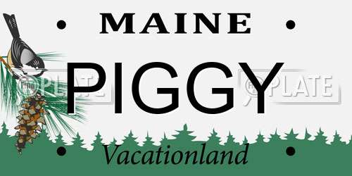 PIGGY Maine License Plate