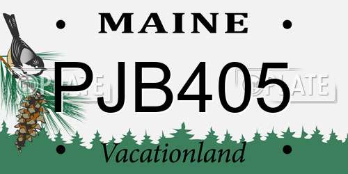 PJB405 Maine License Plate
