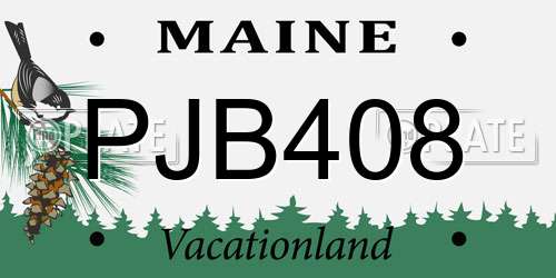 PJB408 Maine License Plate