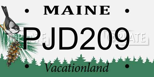 PJD209 Maine License Plate