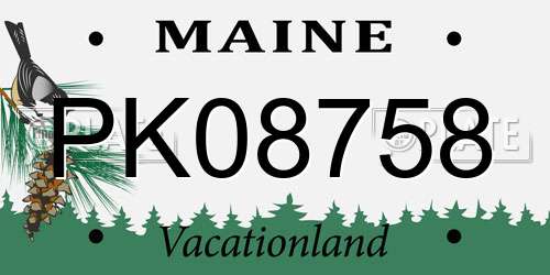 PK08758 Maine License Plate
