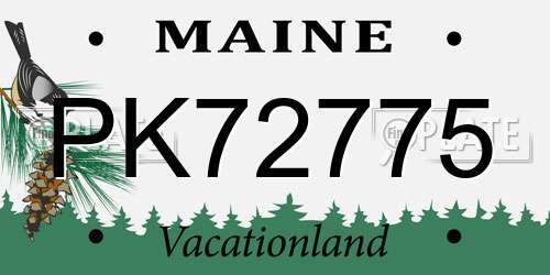 PK72775 Maine License Plate