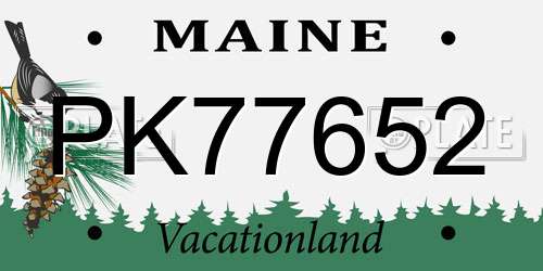 PK77652 Maine License Plate