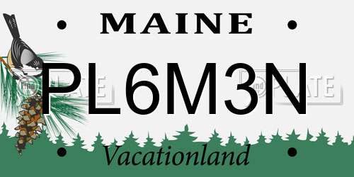 PL6M3N Maine License Plate