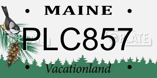 PLC857 Maine License Plate