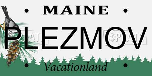 PLEZMOV Maine License Plate
