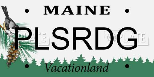 PLSRDG Maine License Plate