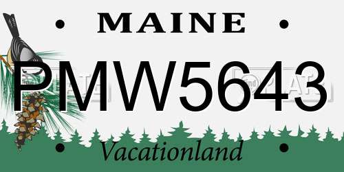 PMW5643 Maine License Plate