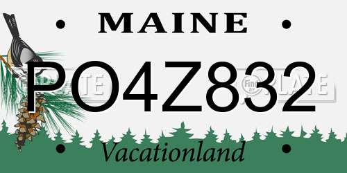 PO4Z832 Maine License Plate