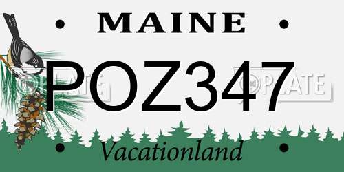 POZ347 Maine License Plate