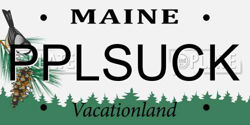 PPLSUCK Maine License Plate